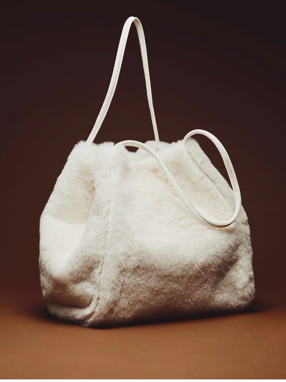 New Anthropologie Remi reid hollace tote bag faux fur white cream huge